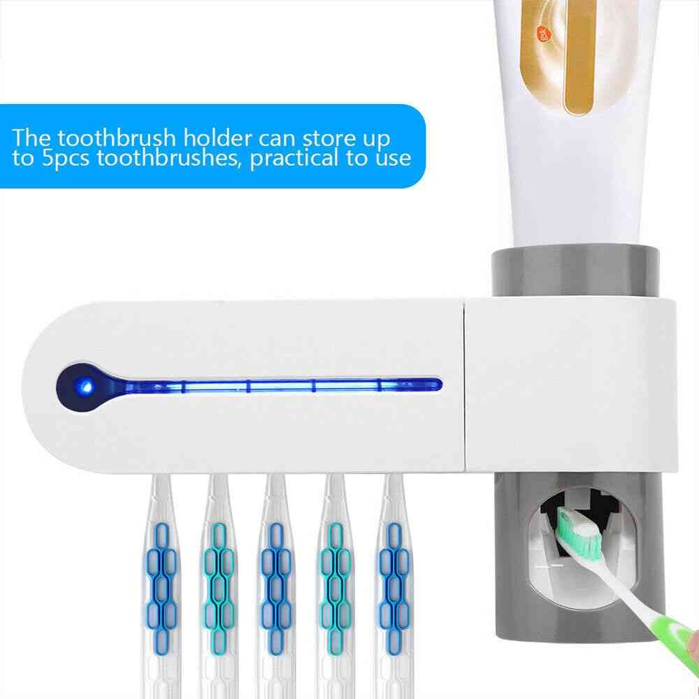 Let ultraviolet tandbørste sterilisator, tandpasta holder, automatisk klemme dispenser - us plug