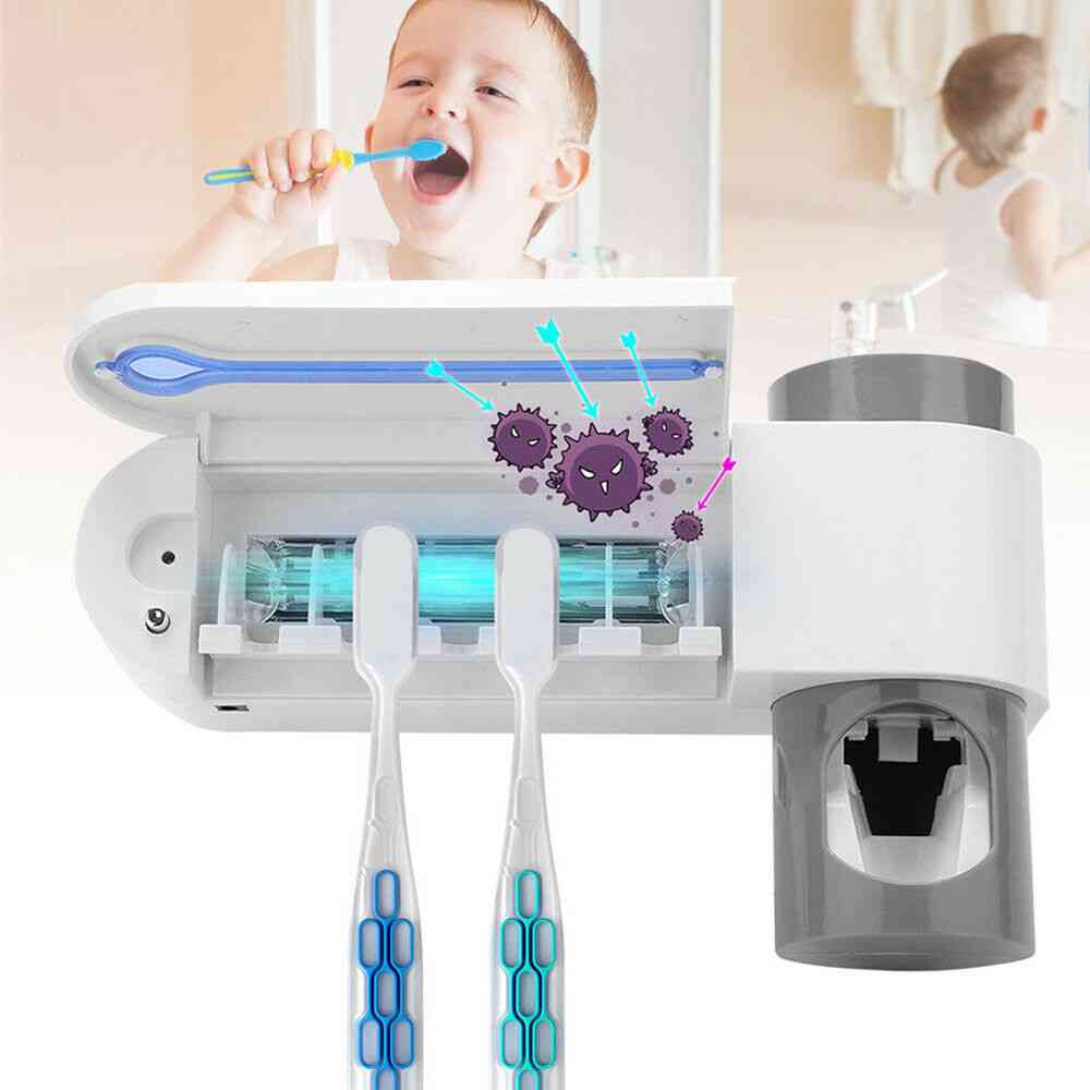 Stérilisateur de brosse à dents ultraviolet léger, support de dentifrice, distributeur automatique de presses - prise américaine