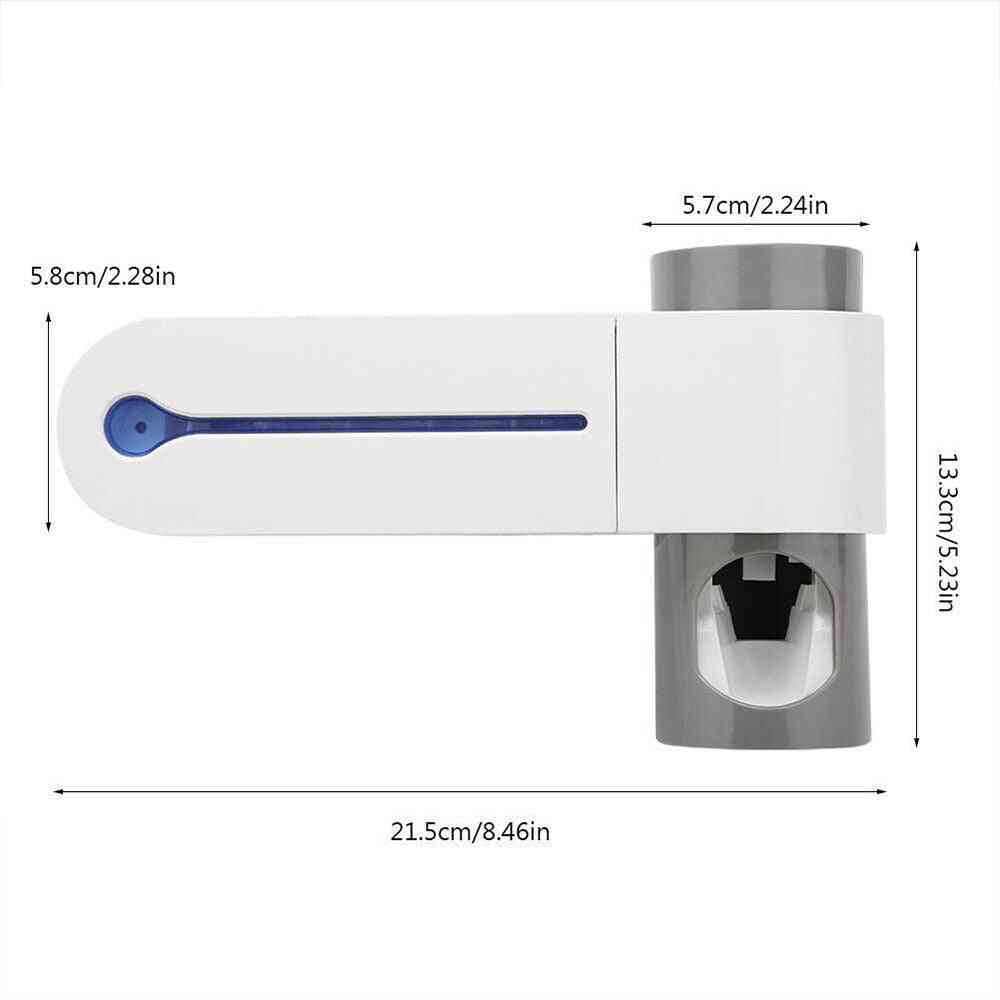 Leichter UV-Zahnbürstensterilisator, Zahnpastahalter, automatischer Quetschspender - US-Stecker