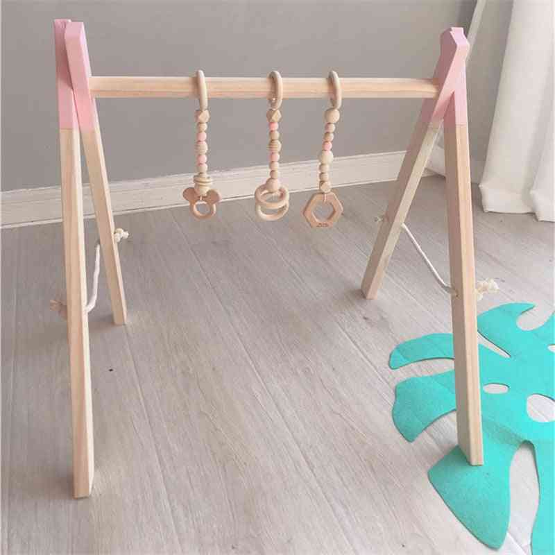 Pohjoismainen vauvan aktiviteetti kuntosali teline leikkiä lastentarha aistien rengas-vedä leluja lapsille - puinen runko taapero vaateteline lasten huone sisustus