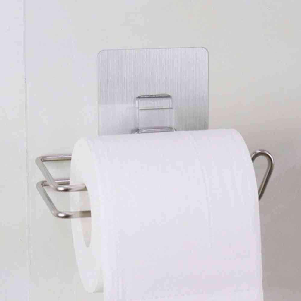 Toilet køkkenrullepapirholder, rustfrit stål vaskbare stick kroge gentagne gange - n