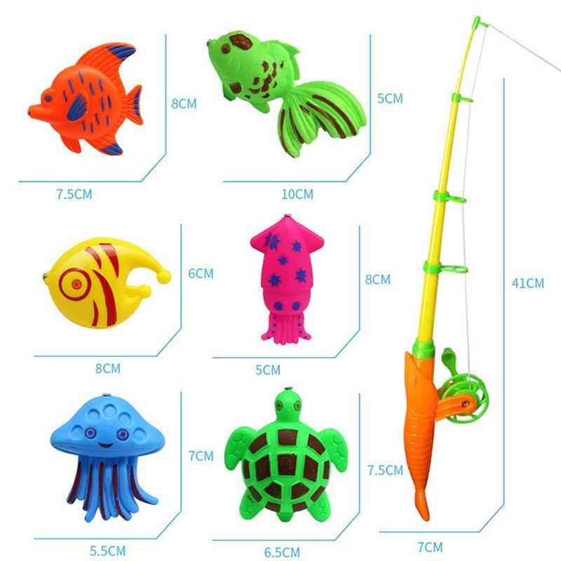 Set de modele de peste magnetic cu lanseta si plasa de pescuit pentru copii