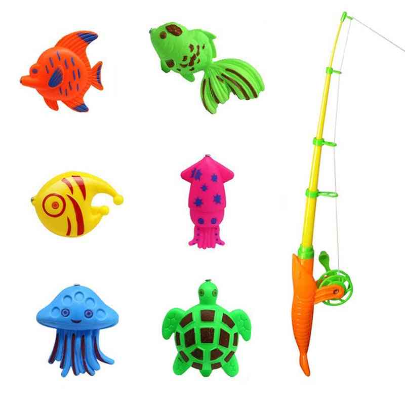 Modelo de pez de pesca juego de bañera magnética regalo de juguete para bebés (como se muestra) -