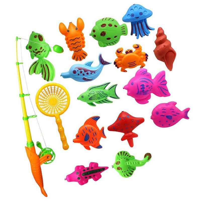 Fiskefiskmodell magnetiskt badkar set leksaksgåva för babybarn (som visat) -