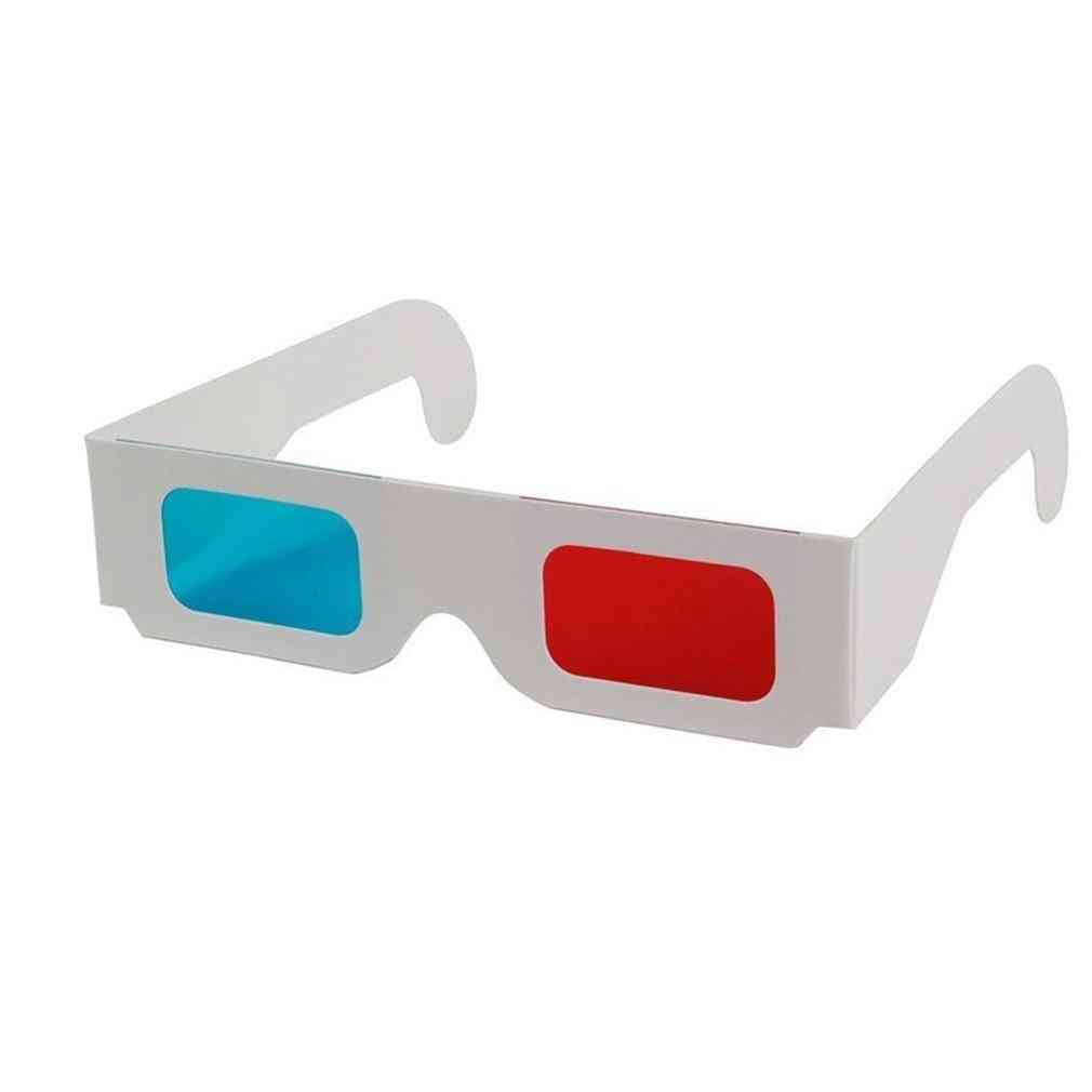 Universal papir anaglyf 3d-briller papirvisning, anaglyf rød / blå, 3d glas til filmvideo - 50stk