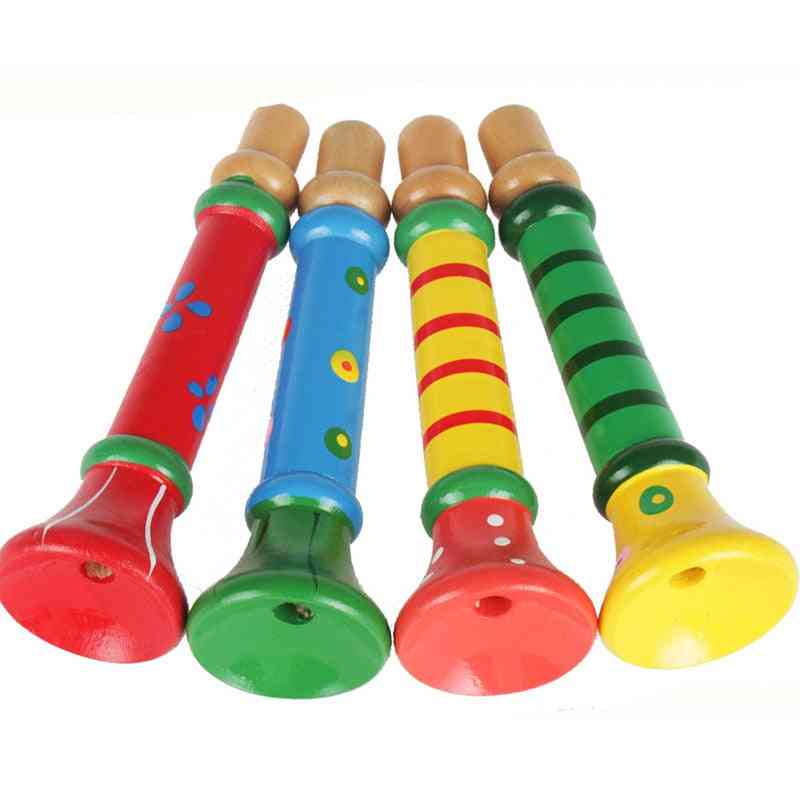 Bocina instrumento musical educativo mini niños juguetes para bebés instrumento musical trompeta de madera colorida (color rondom) -