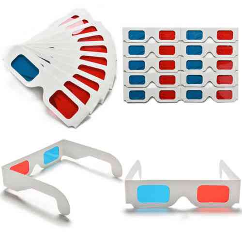 10pcs/lot Universal Anaglyph Cardboard Paper Cyan 3d Glasses For Movie Wholesale