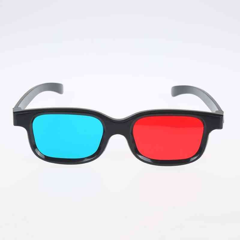 3D-glasögon svart ram för dimensionell anaglyf TV-film DVD-spelvision / film (som bilden) -