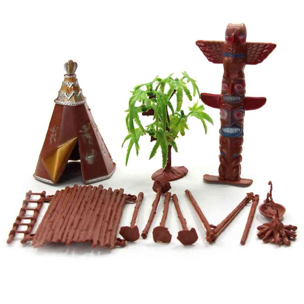 Indian stammer figurer modell hjem desk dekor DIY med landskap tilbehør pedagogiske leker -