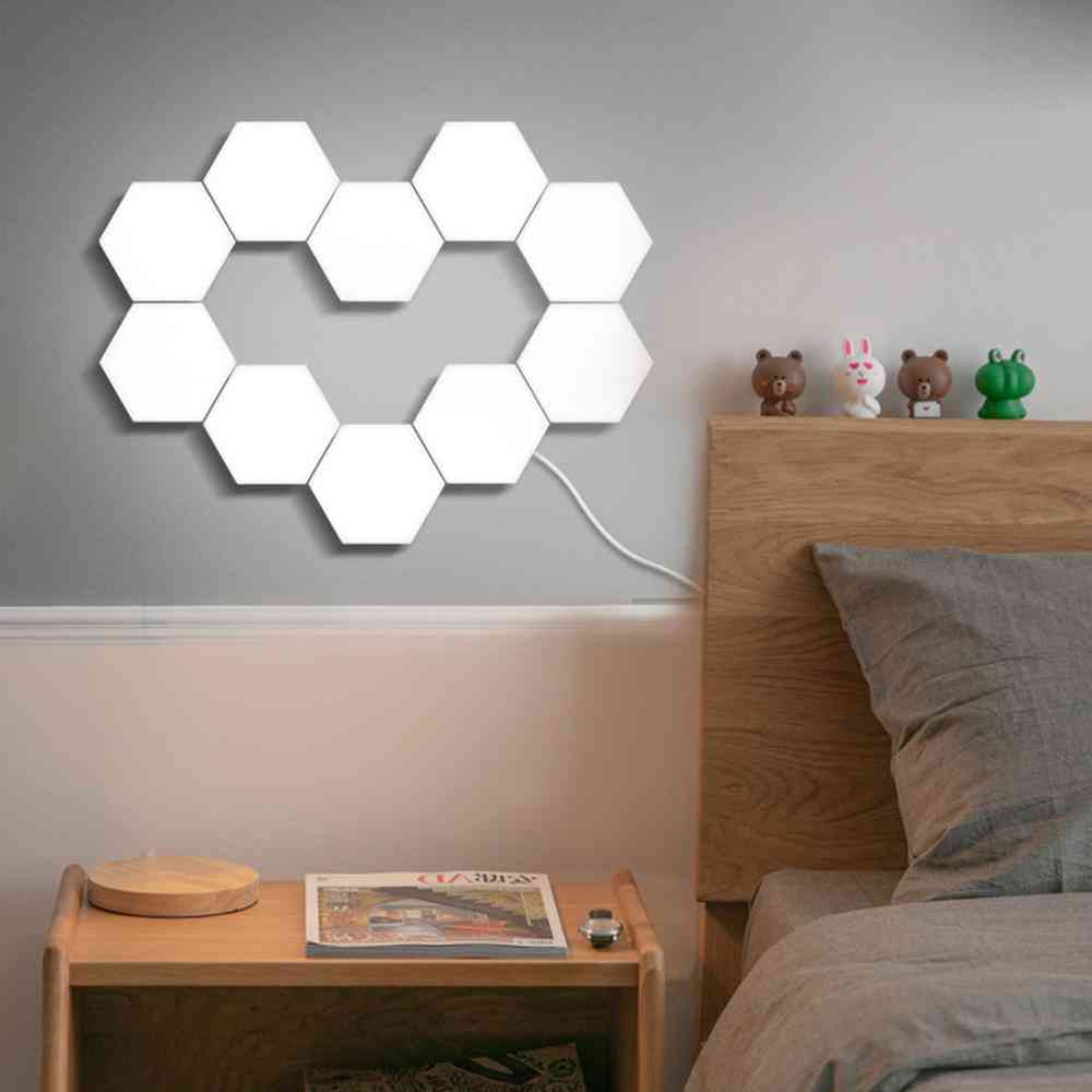 Interruptor de toque diy quântico led hexagonal modular, lâmpadas de parede nórdicas para casa, sala de estar, quarto - 1 pcs
