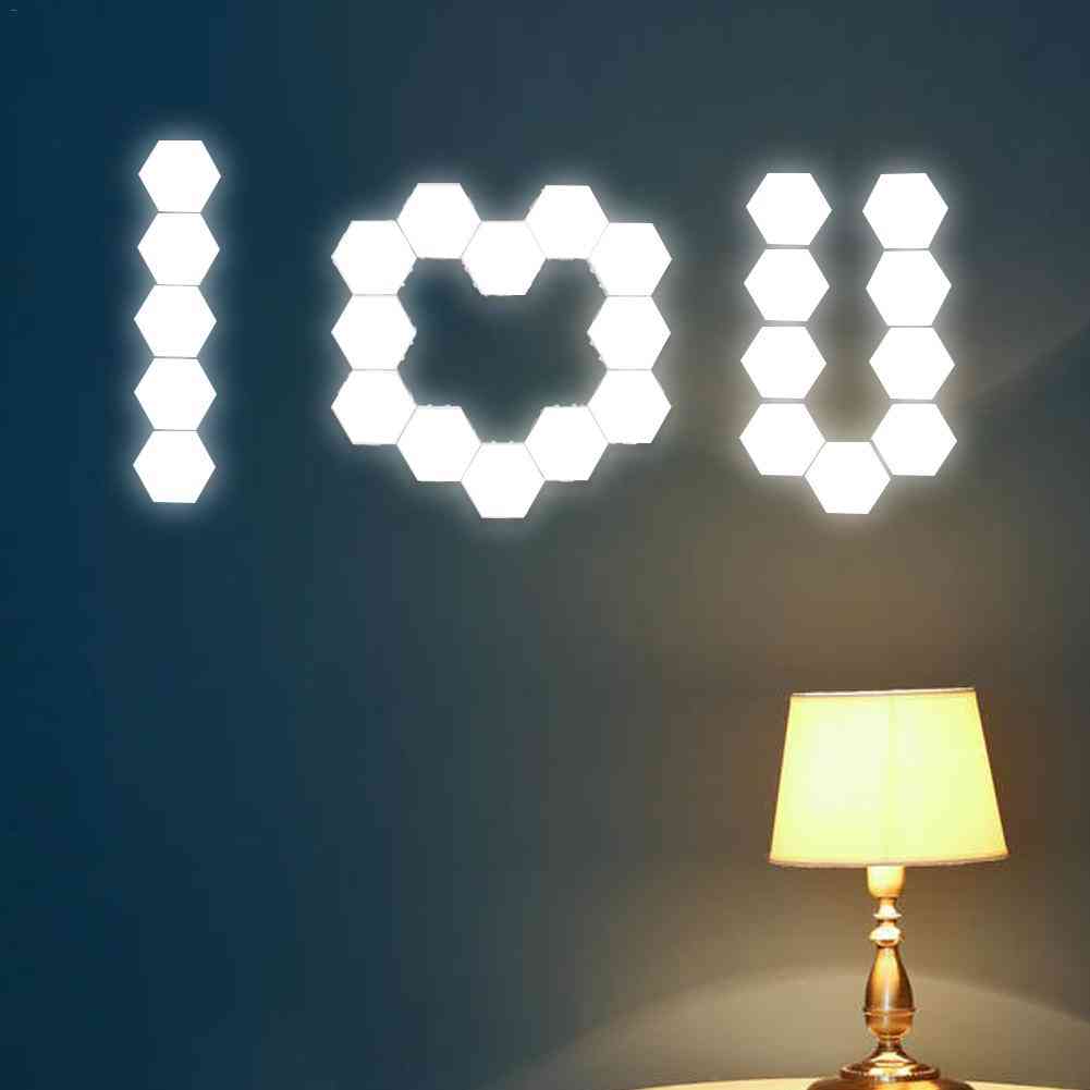 Diy touch switch quantum led zeshoekige modulaire, nordic wandlamp verlichting voor thuis, woonkamer, slaapkamer - 1 stuks