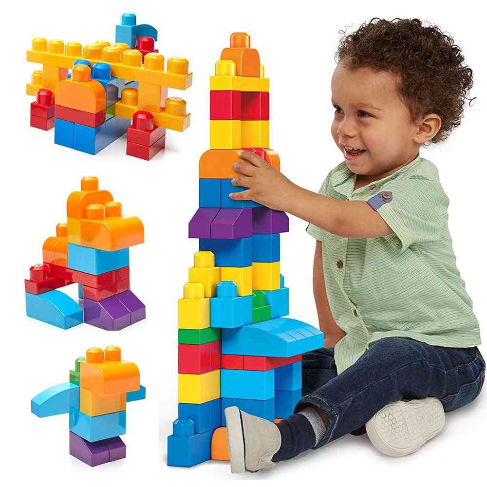 Bolsa de construcción grande juguetes para bebés, 1 año 88 piezas bloques grandes para niños pequeños / niños juego de ladrillos de construcción juguetes para bebés (88 piezas) -
