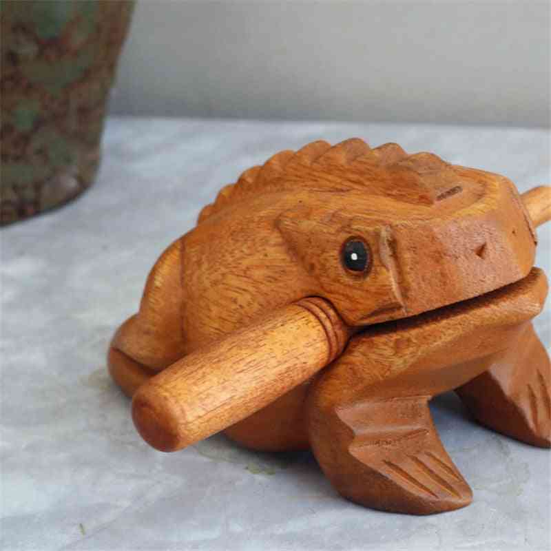 Animal de juguete rana de la suerte de madera - decoración del hogar - 6x4x4cm