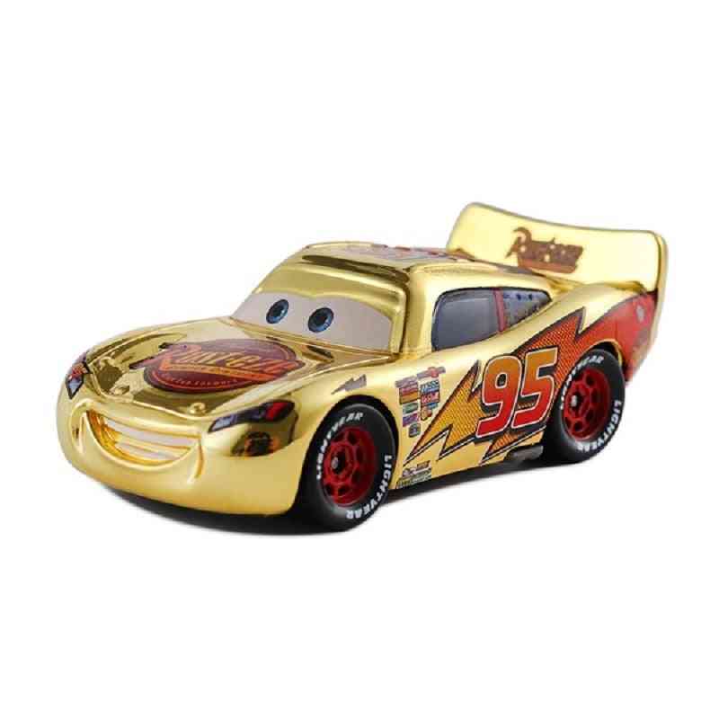 3 Disney Pixar Cars Metallic Finish Gold Chrome Mcqueen Metal Diecast Toy Car For's