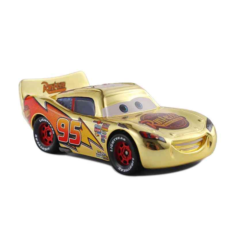 3 Disney Pixar Cars Metallic Finish Gold Chrome Mcqueen Metal Diecast Toy Car For's
