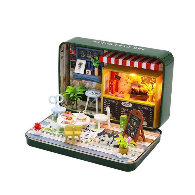 Scatola da costruzione teatro casa delle bambole kit in miniatura con mobili casa delle bambole in legno giocattoli luminosi per bambini regalo di compleanno - s931