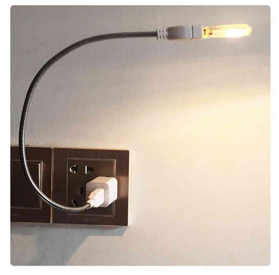 Mini usb-bærbar LED-lampe til boglæselampe, rejse, soveværelse, power bank pc, bærbar computer - 3led varm hvid