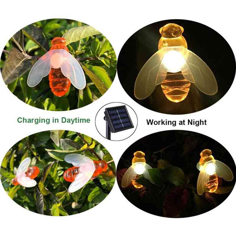Simpatica ape del miele alimentata a energia solare, luce fata a led per la decorazione del giardino esterno