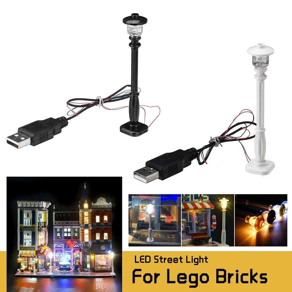 Lego ha condotto la luce, lampione della città per la casa lego building block, creator house toy novità regalo per bambini - bianco bianco