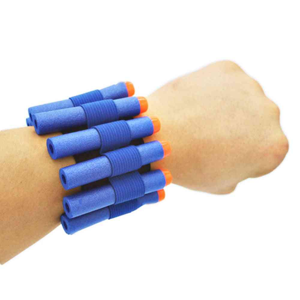 Sikkerhet elastisk armbånd lagring myke kuler for nerf pistol leketøy, spill leker for barn (2 stk)