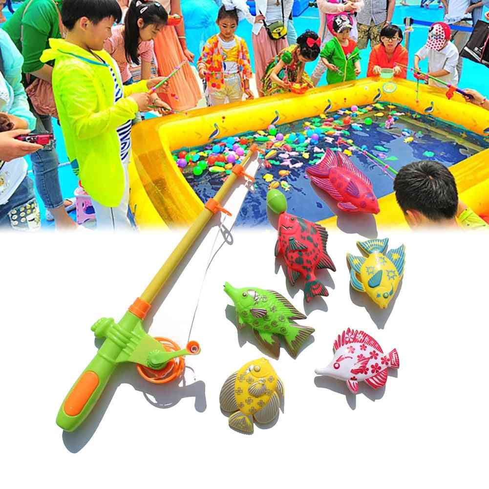 Magnetisch vissersbadspel speelgoed voor kinderen - watertafel badkuip poolfeest met hengelnet plastic drijvende vis