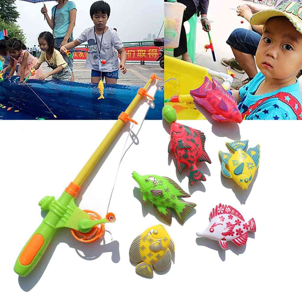 Jeu de jouets de jeu de bain de pêche magnétique pour enfants - Fête de la piscine avec baignoire à table à eau avec poisson flottant en plastique