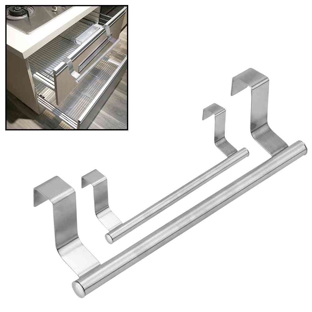 Cabinet Towel Bar Rack - Portable Stainless Steel Storage Holder For Inside / Outside Of Doors