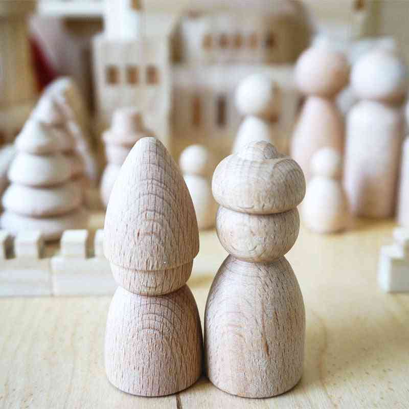 Children Log Dolls - Wooden Figurines For Building Blocks