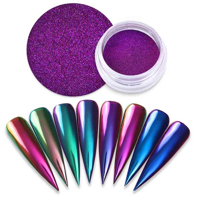 Mirror Laser Nail Glitter Powders, Auroras Art Chrome Pigment Dust