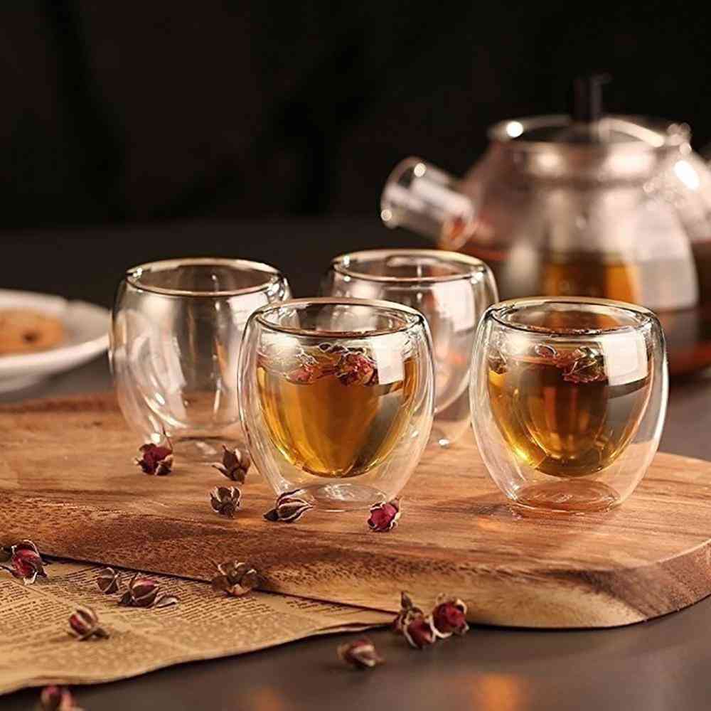 Double Walled Heat Insulated Glass Tumbler Espresso Tea Cup/coffee Mug