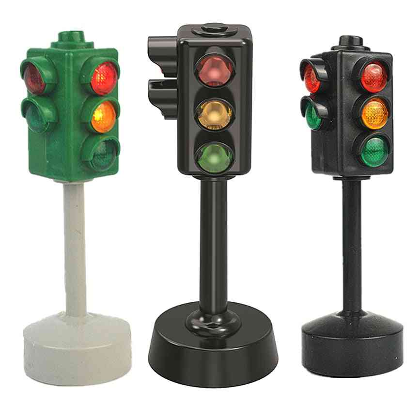 Mini znaki drogowe blok świetlny z diodą dźwiękową dzieci edukacja bezpieczeństwo - puzzle dla dzieci sygnalizacja świetlna zabawki chłopcy dziewczęta prezenty - czarna dioda dźwiękowa
