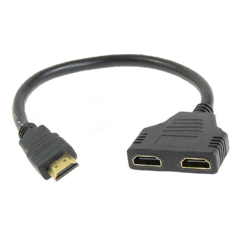 Câble séparateur HDMI 1 adaptateur mâle vers double hdmi 2 femelle y dans hdmi hd led tv lcd (<= 0,5 m) -