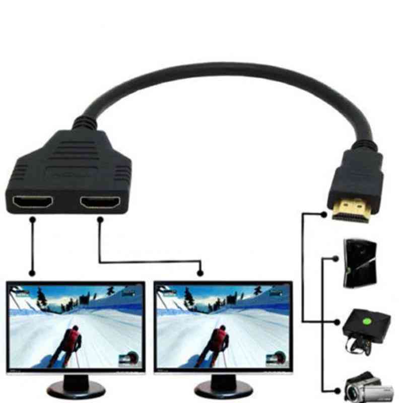 Kabel rozgałęźnika hdmi 1 męski na podwójny adapter hdmi 2 żeński y w telewizorze hdmi hd led lcd (<= 0,5 m) -