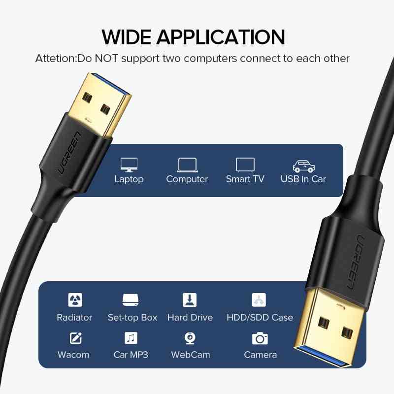 USB-USB-jatkojohto, kirjoita uros-uros 2.0-jatkojäähdytin / kiintolevy / verkkokamera