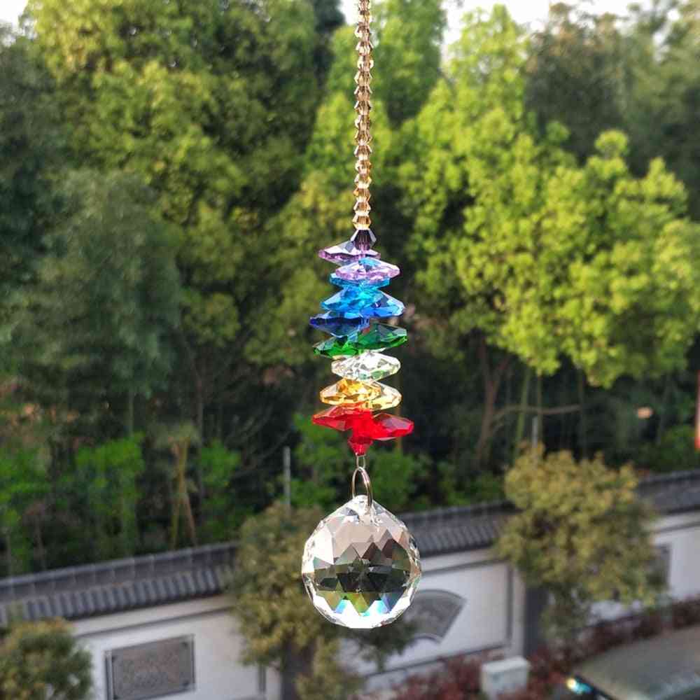 Arc-en-ciel artisanal, guirlande de perles en cristal acrylique avec boule de cristal en verre, lustre d'approvisionnement artisanal, décoration de la partie centrale