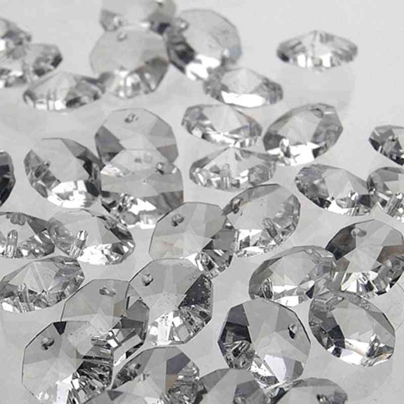 200buc 14mm cristal clar octagon margelă, k9 cristal 2-găuri, DIY nunta & decoratiuni pentru casa, accesorii de cristal piese candelabru