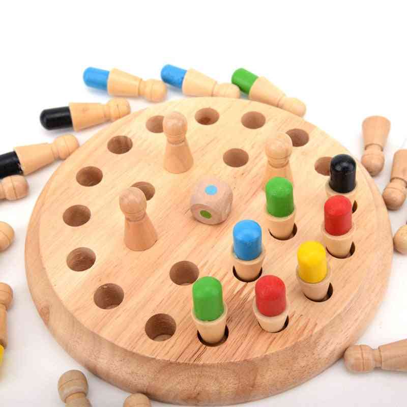 Wooden Puzzle Board Game - Color Memory Chess Piece