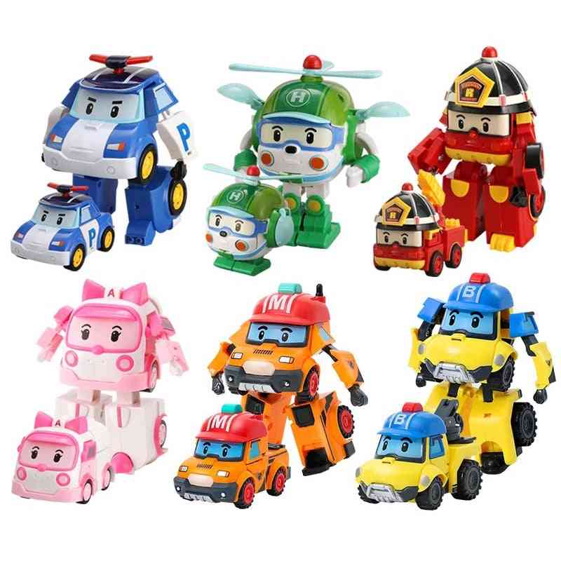 Robot de coche poli, transformar vehículos de dibujos animados anime figura de acción juguetes