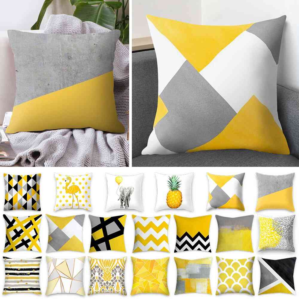 Retro gele ananas linnen katoenen kussenhoes polyester woondecoratie slaapkamer decoratieve sofa auto kussens - 1/1 st