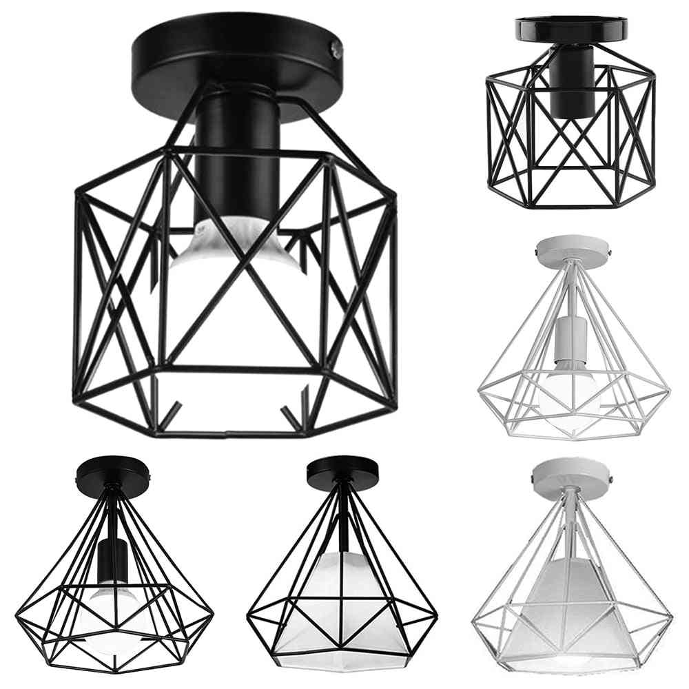 Lámpara de techo de jaula de araña de hierro vintage, accesorio de lámpara led e27 para cocina, decoración de sala de estar, decoración de lámpara de hierro retro nórdica - lámpara de hierro