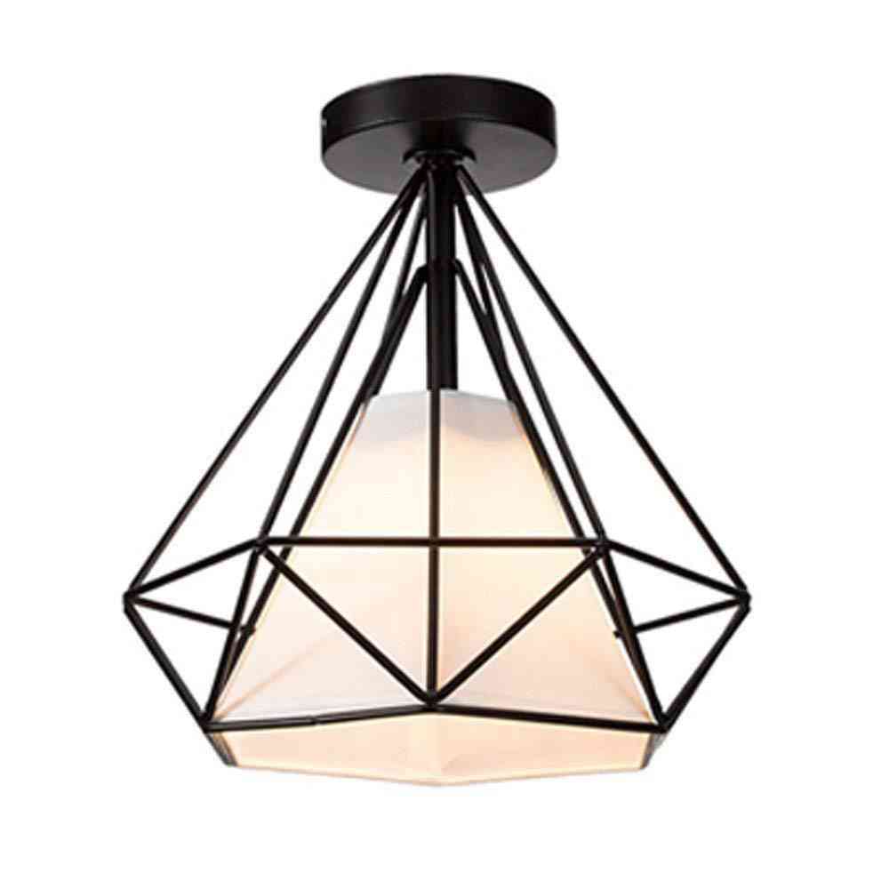 Vintage järnkrona bur taklampa, e27 led lampa för kök, vardagsrum dekoration, nordisk retro järn lampa dekor - järnkrona