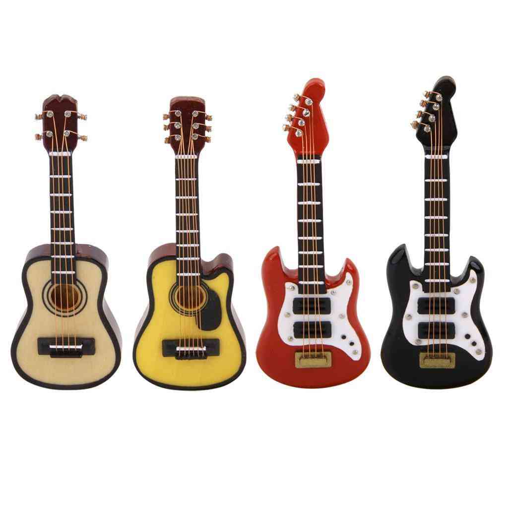 Dollhouse Miniature Music Instrument Electric Guitar For Learning Educational Musical Toy