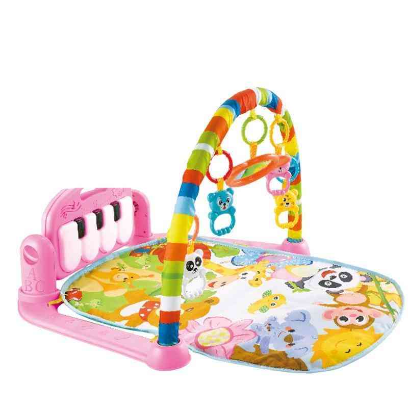 מחצלת משחקים לחדר כושר לתינוק 0-12 חודשים בפיתוח שטיח, רעשנים רכים צעצועים מוזיקליים למשחקי תינוקות - א