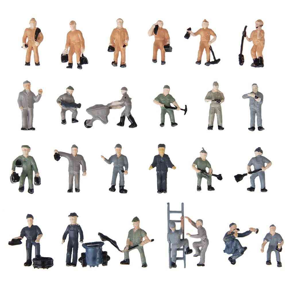 Ensemble de 25 figurines miniatures de cheminots - Figurines peintes -