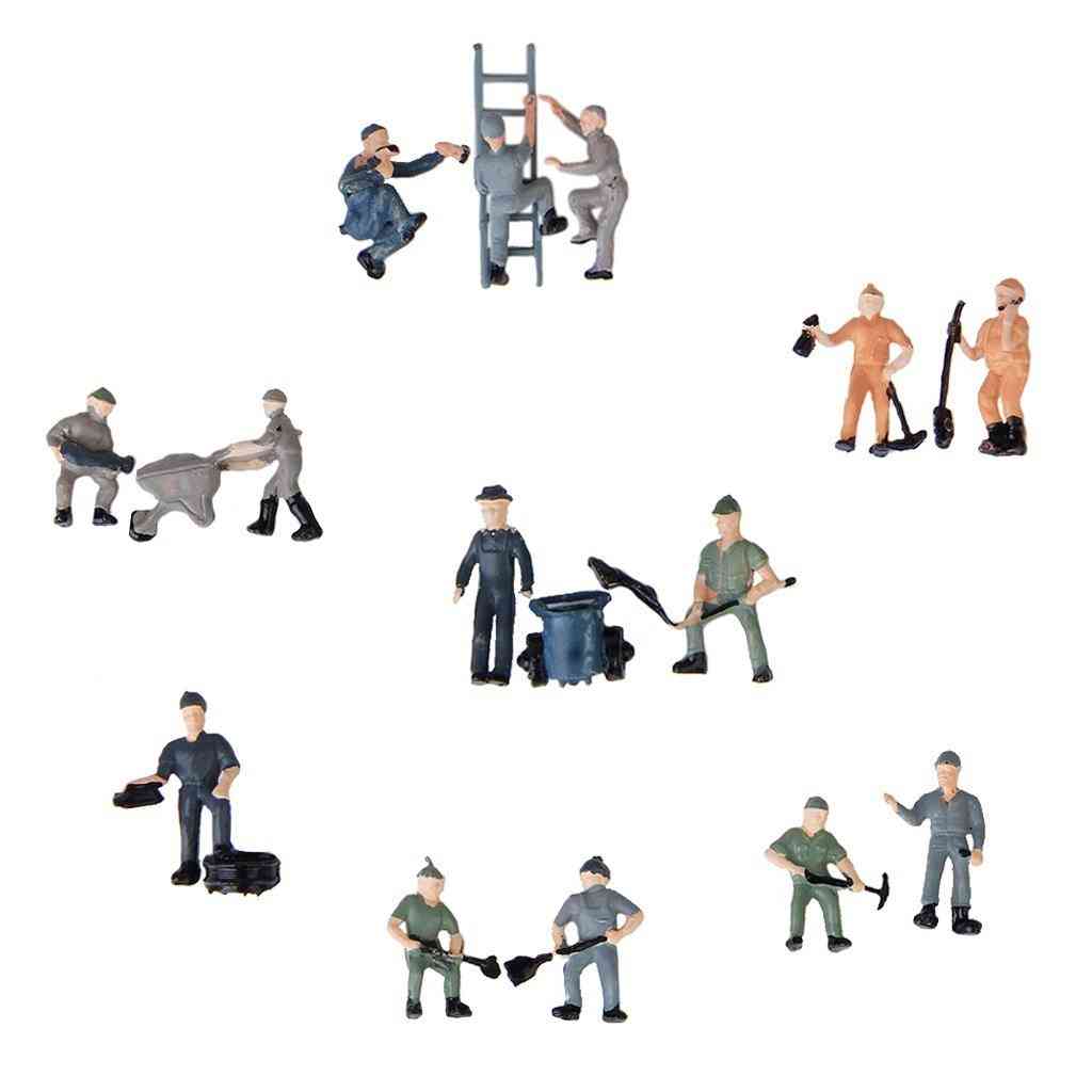 Miniature Railway Workers Figurines Set - Painted Figures