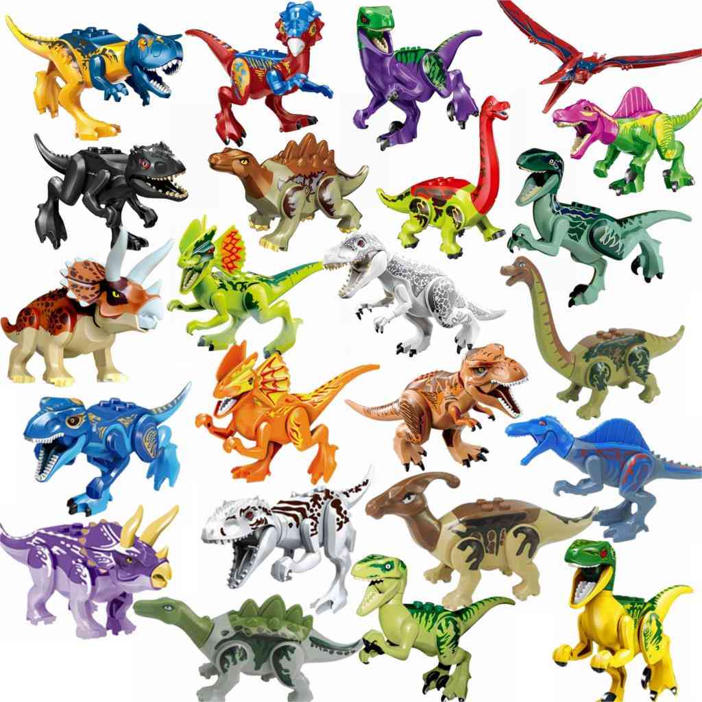 Klocki dinozaury jurajskie tyranozaur rex wyvern velociraptor stegozaur zestawy zabawki dla dzieci - 1