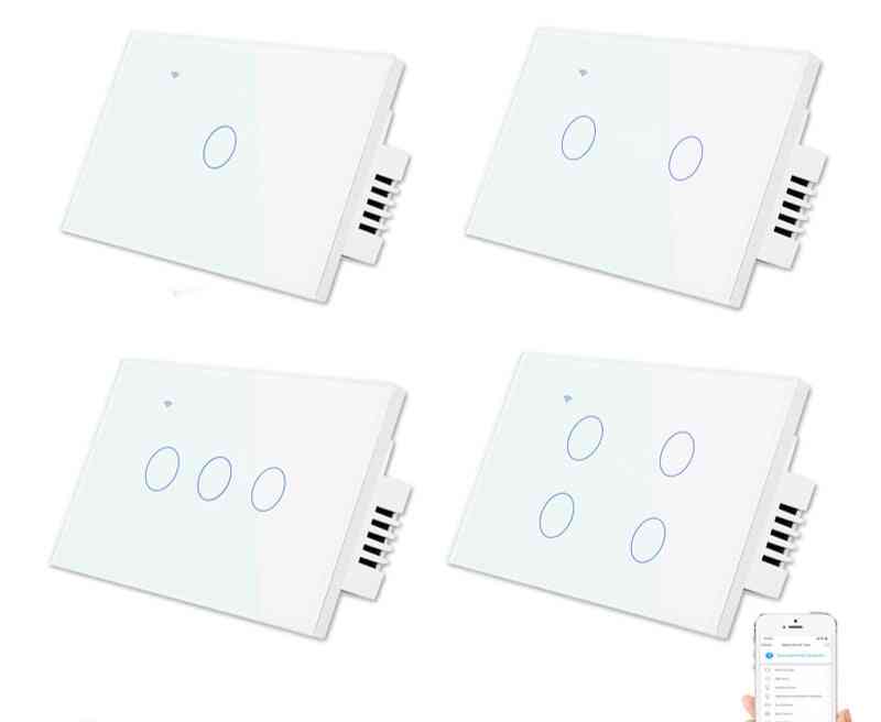 Interrupteur tactile mural wifi télécommande 1 2 3 4 gangs sans fil LED verre léger standard américain - interrupteur noir / 1 gang