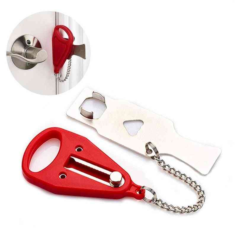 Portable Door Safety Latch Lock, Pp Metal Home Room Hotel Anti Theft Security For Travel