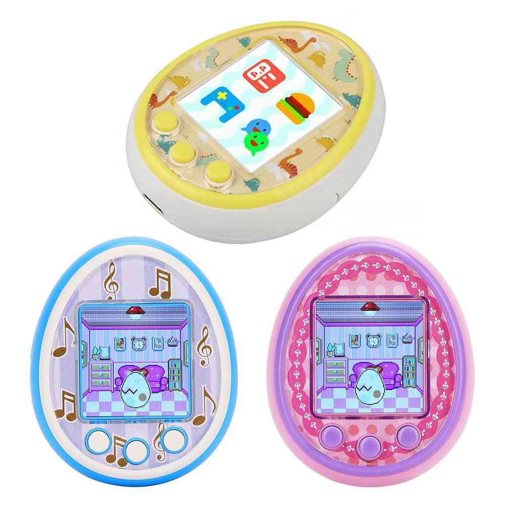 Tamagotchis śmieszne elektroniczne zabawki dla dzieci, nostalgiczne zwierzątko w jednej wirtualnej cyber interaktywnej zabawce, cyfrowy kolorowy ekran HD e-pet - niebieski