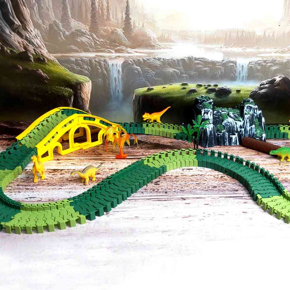 Rennstrecke Dinosaurier Spielzeug, Straße Militär Druckguss flexible Bahn Kurve Set Lernspielzeug für Kinder